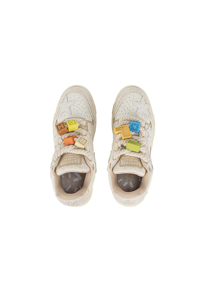 Beige Lace Star Low-Top Sneakers