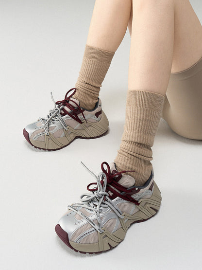 Beige Mesh Cage Runner Sneakers