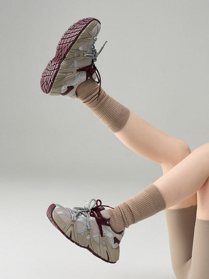Beige Mesh Cage Runner Sneakers