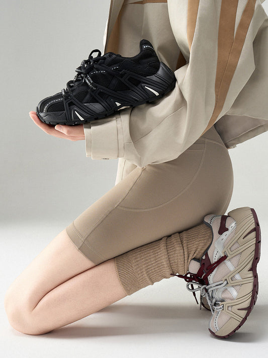 Beige Mesh Cage Runner Sneakers