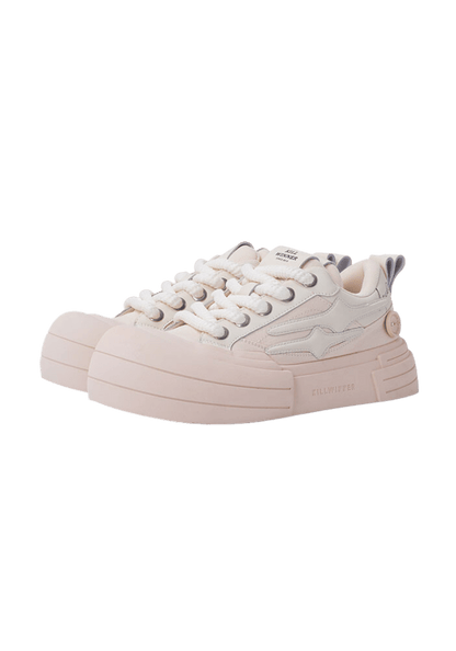 Beige Smile Panel Platform Sneakers