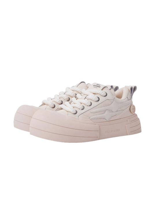 Beige Smile Panel Platform Sneakers