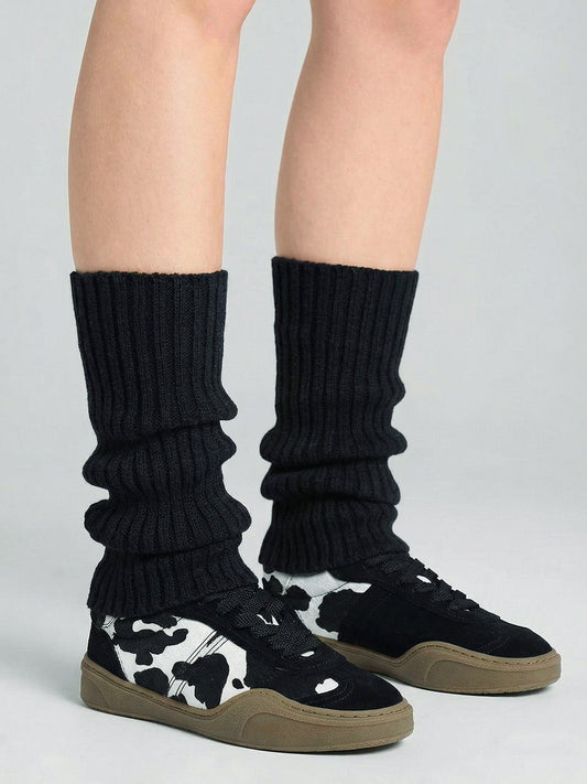 Black Cow-Print Horsehair Low-Top Sneakers
