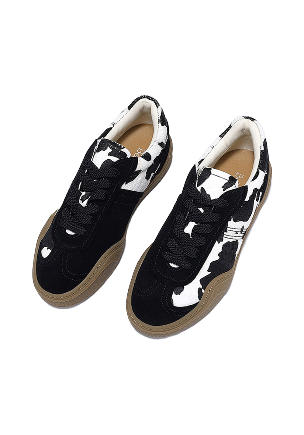 Black Cow-Print Horsehair Low-Top Sneakers