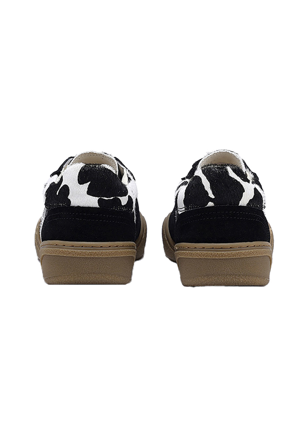 Black Cow-Print Horsehair Low-Top Sneakers