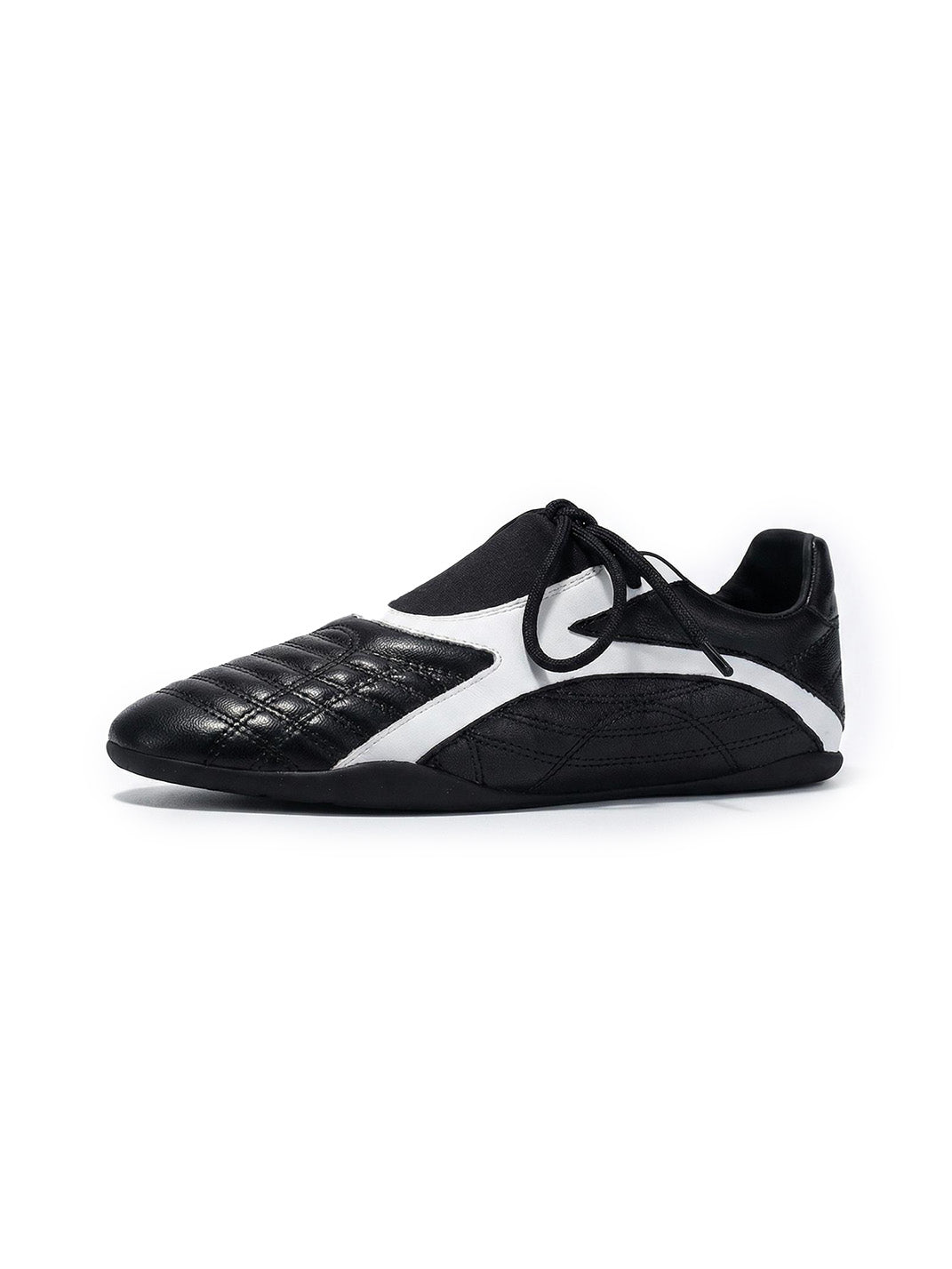 Black Quilted-Panel Flat-Sole Sneakers