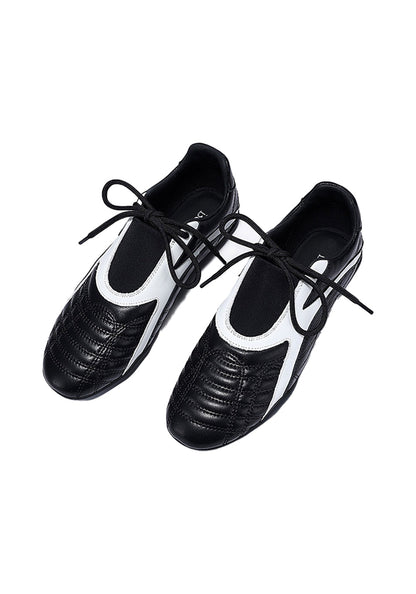 Black Quilted-Panel Flat-Sole Sneakers