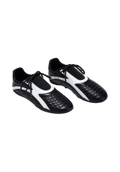 Black Quilted-Panel Flat-Sole Sneakers