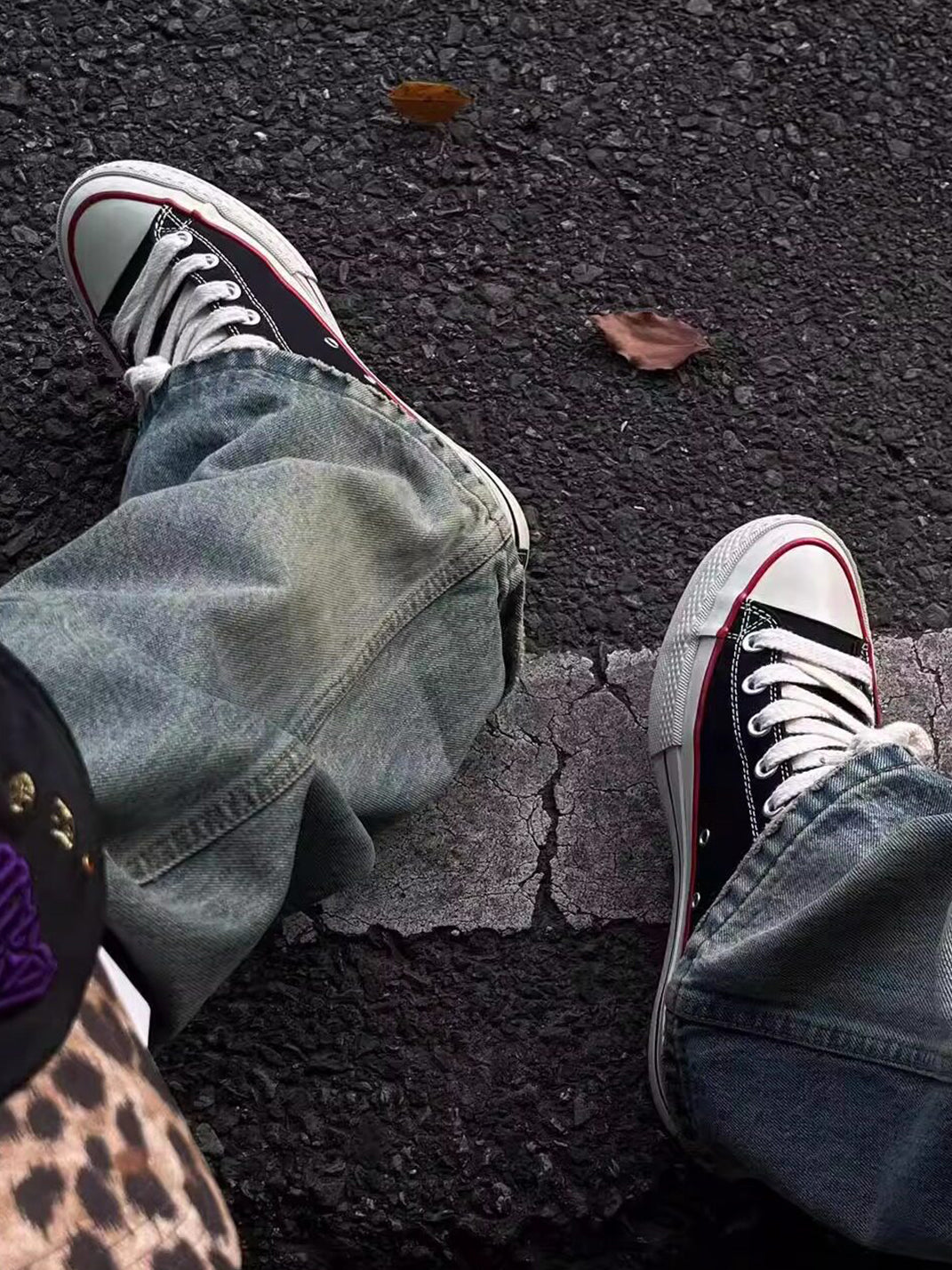 Black Bat Print Platform Canvas Sneakers