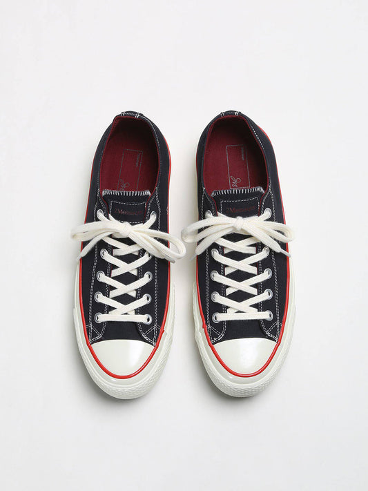 Black Bat Print Platform Canvas Sneakers