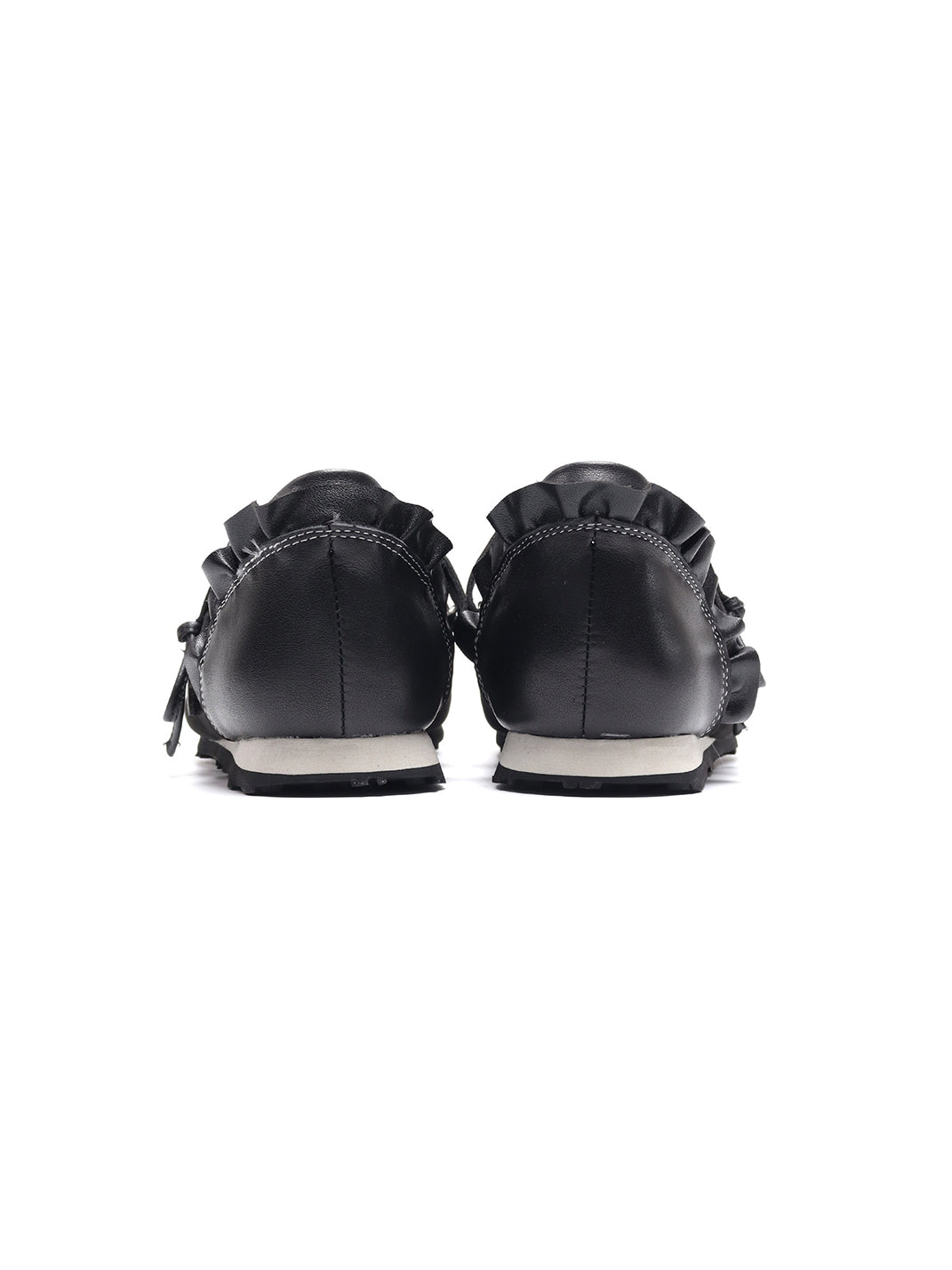 Black Bow-Tie Leather Ballet Flats