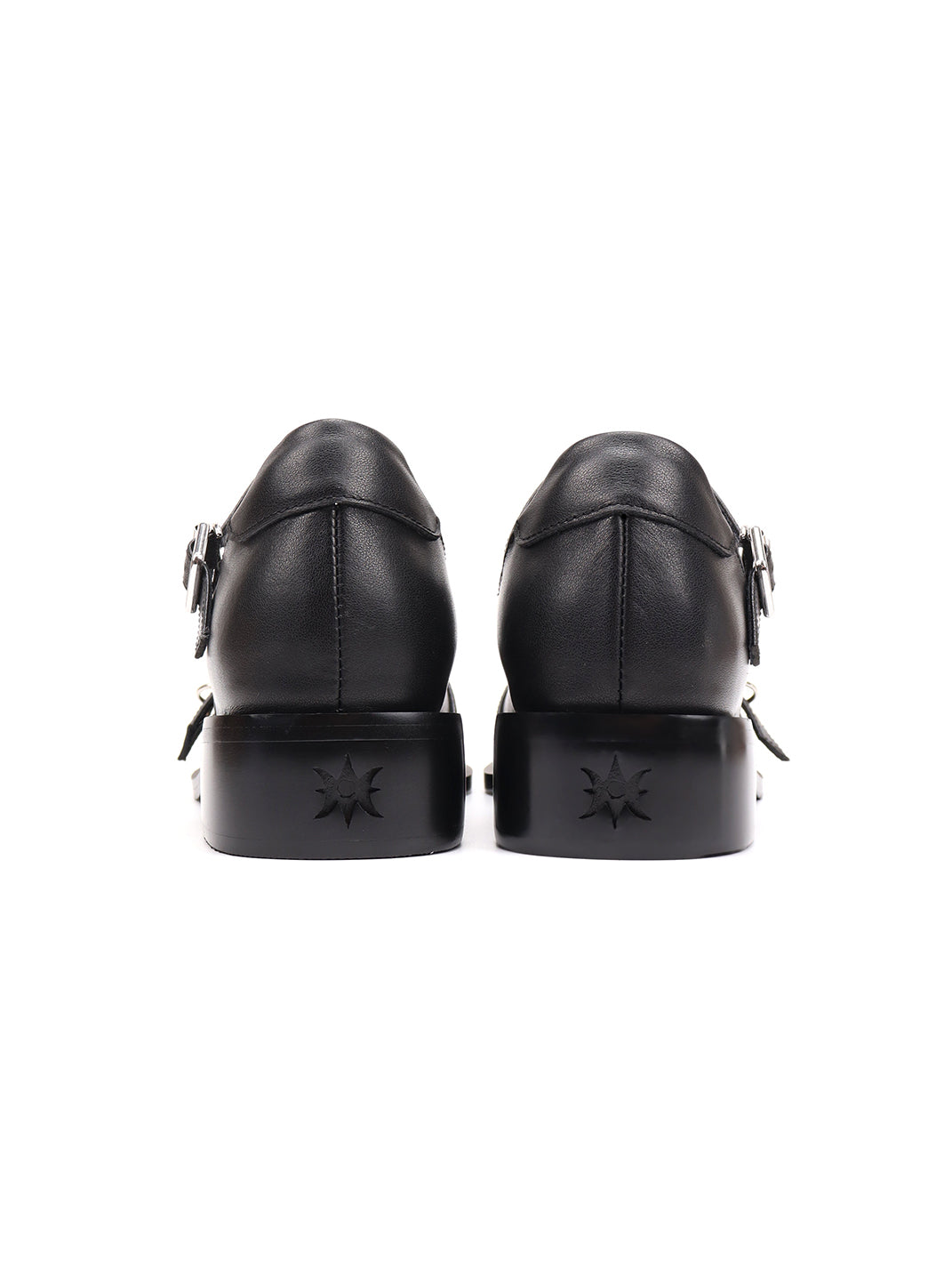Black Buckle-Strap Pointed Mary Jane Flats