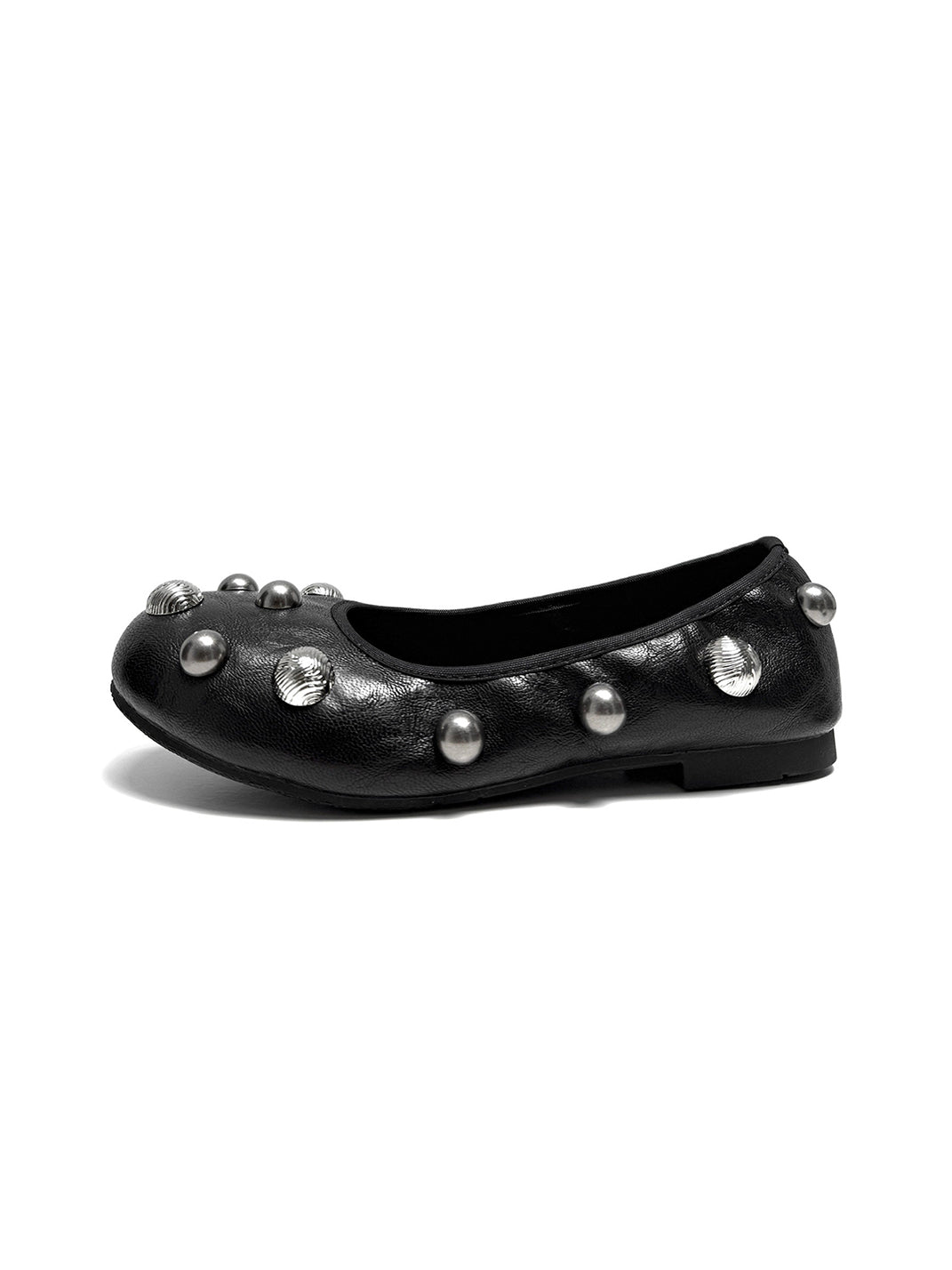 Black Crystal-Stud Ballet Flats