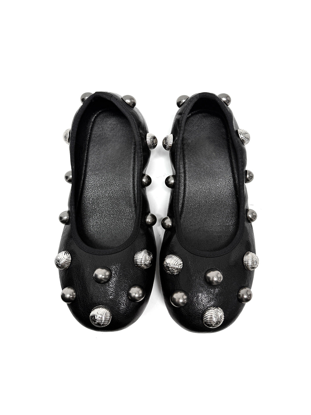 Black Crystal-Stud Ballet Flats