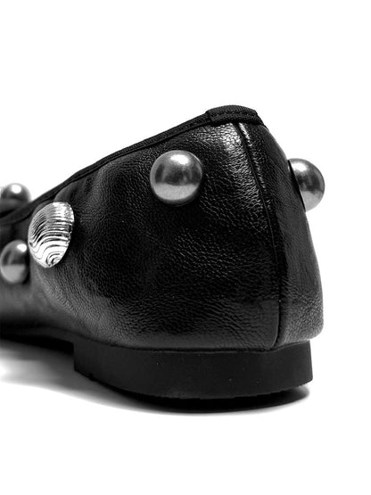 Black Crystal-Stud Ballet Flats