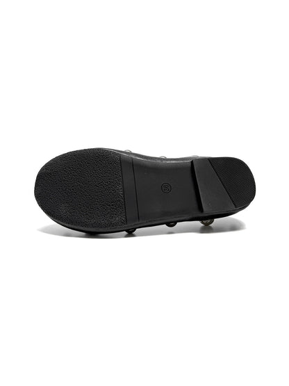 Black Crystal-Stud Ballet Flats