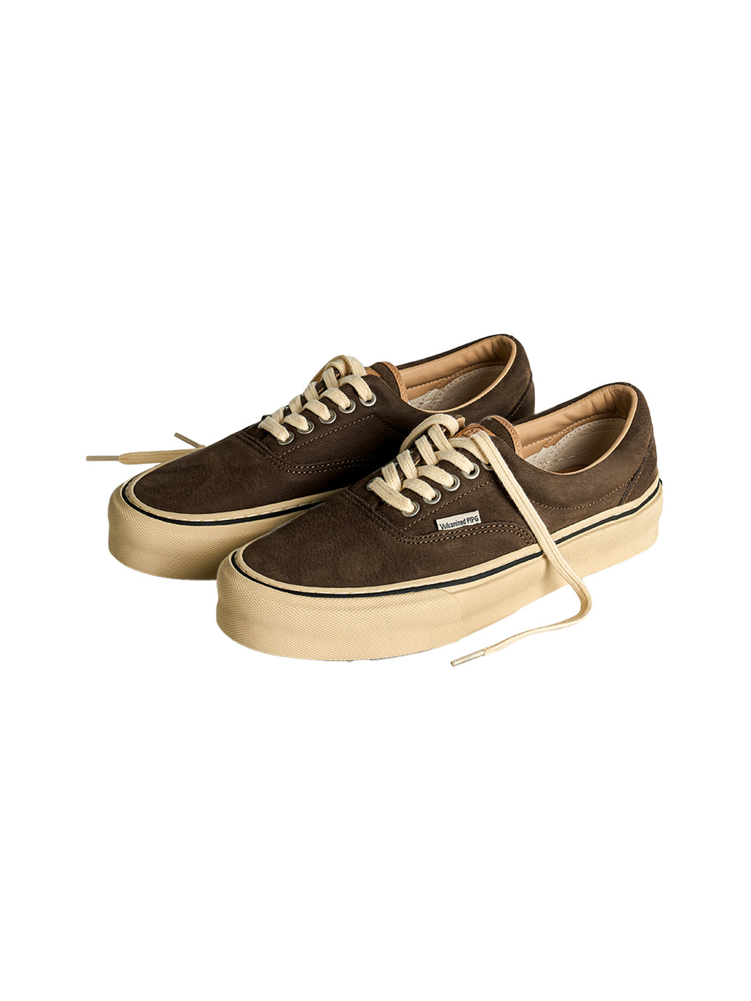 Black Distressed Leather Canvas Low-Top Sneakers