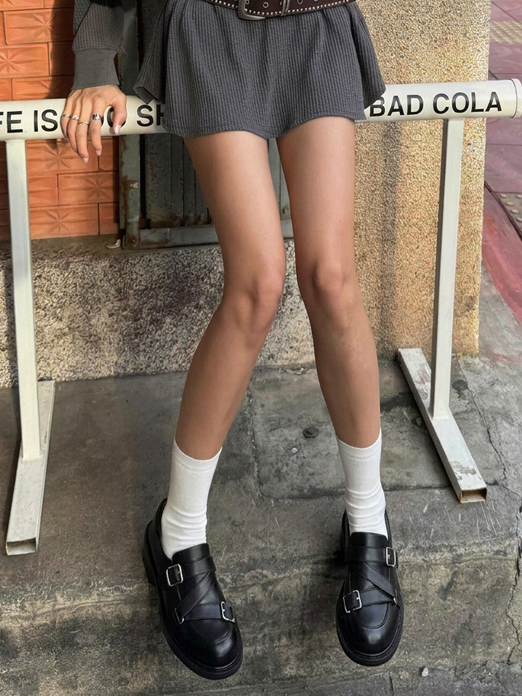 Black Double-Buckle Block-Heel Loafers
