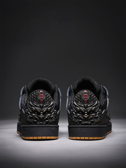 Black Dragon Embroidered Low-Top Sneakers