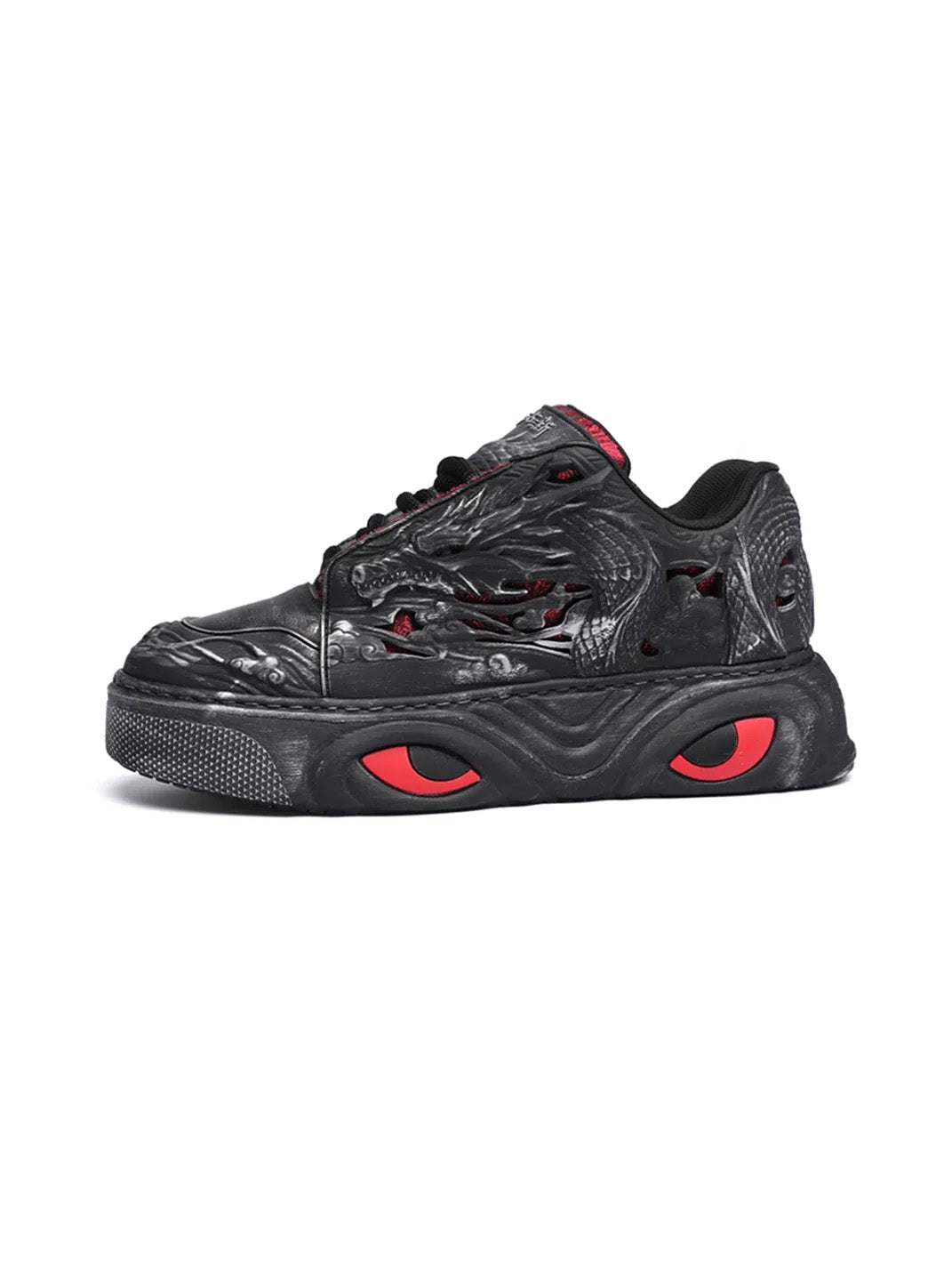 Black Dragon Relief Chunky Platform Sneakers