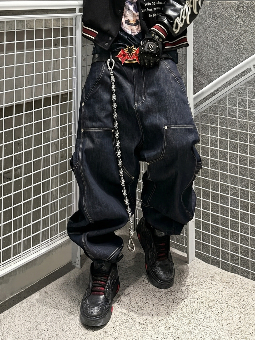 Black Dragon Relief Chunky Platform Sneakers
