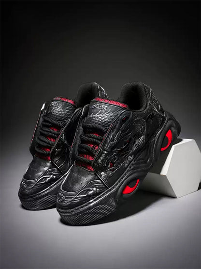 Black Dragon Relief Chunky Platform Sneakers