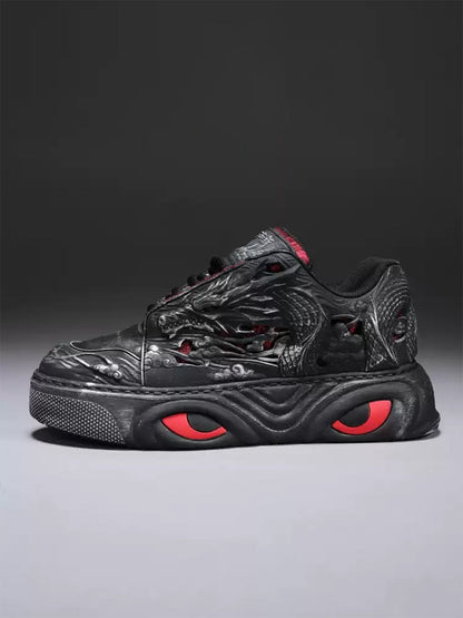 Black Dragon Relief Chunky Platform Sneakers