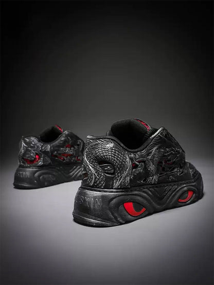 Black Dragon Relief Chunky Platform Sneakers