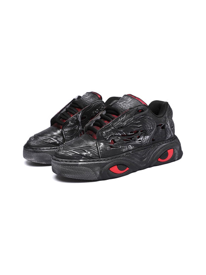 Black Dragon Relief Chunky Platform Sneakers