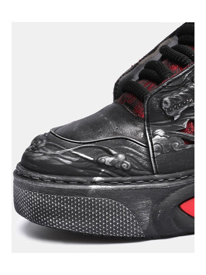 Black Dragon Relief Chunky Platform Sneakers