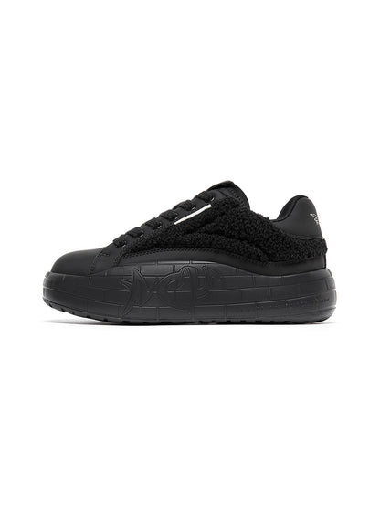 Black Fleece-Panel Platform Sneakers