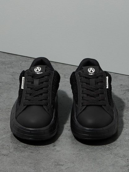 Black Fleece-Panel Platform Sneakers