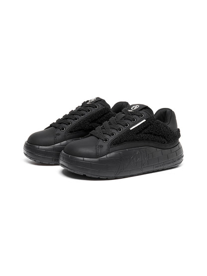 Black Fleece-Panel Platform Sneakers