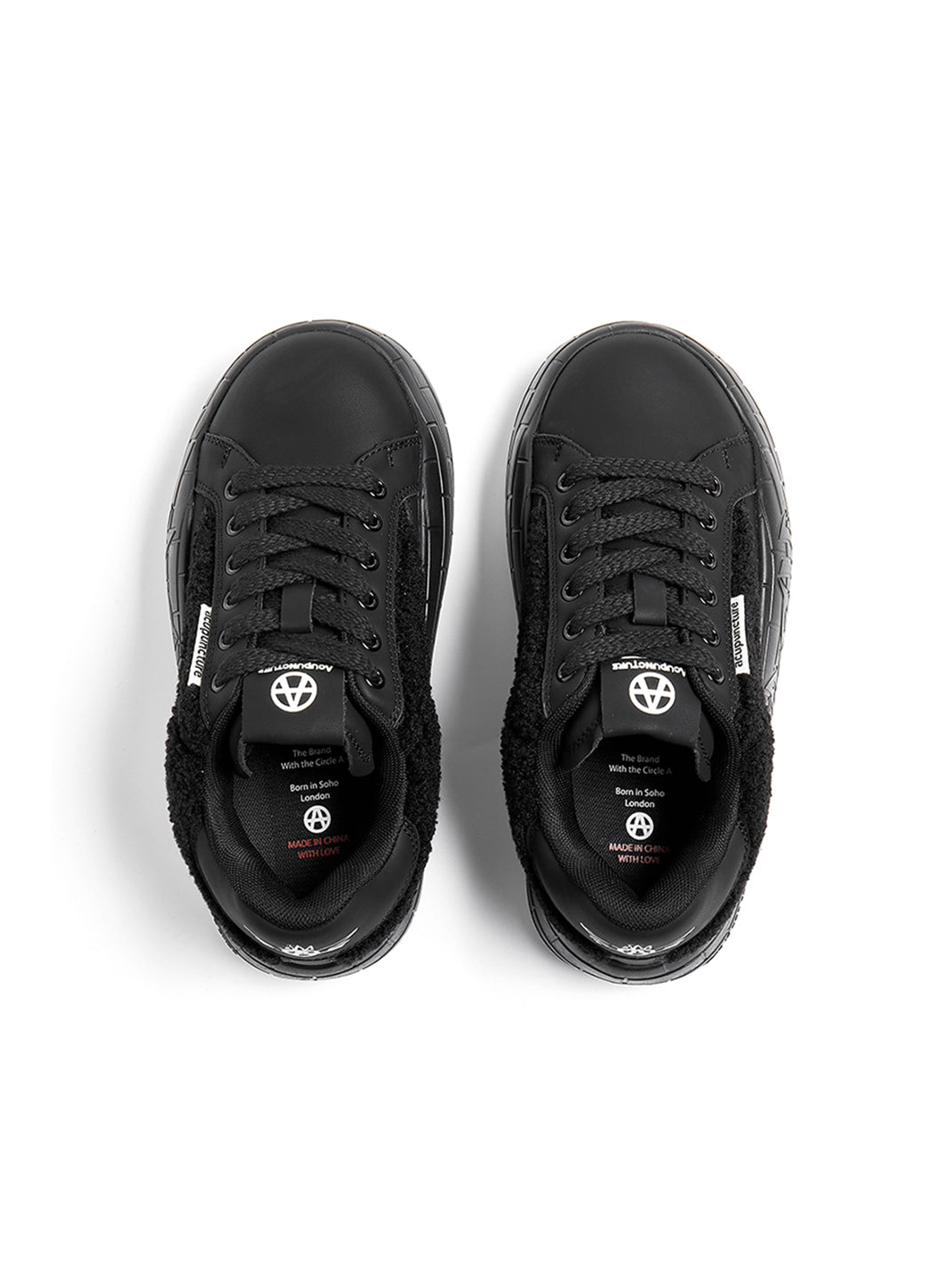 Black Fleece-Panel Platform Sneakers
