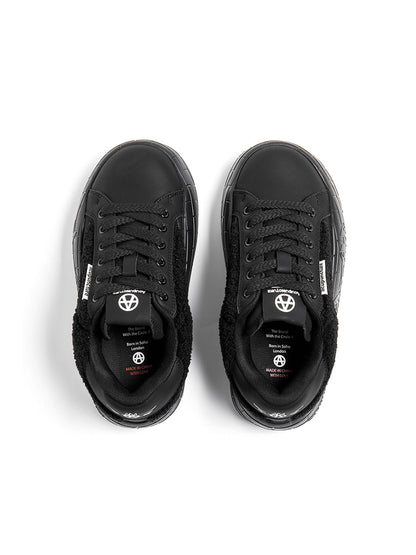 Black Fleece-Panel Platform Sneakers