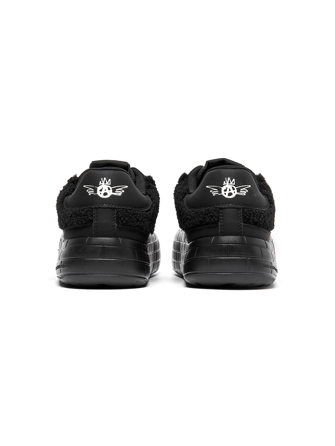 Black Fleece-Panel Platform Sneakers
