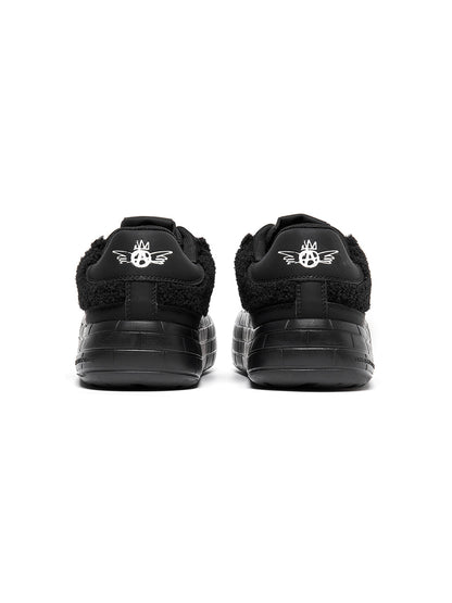 Black Fleece-Panel Platform Sneakers