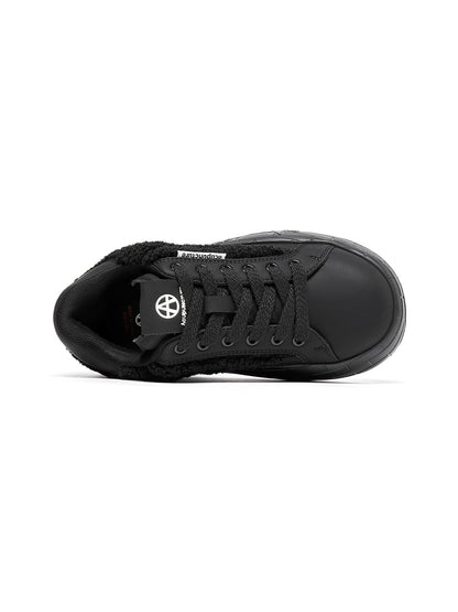 Black Fleece-Panel Platform Sneakers