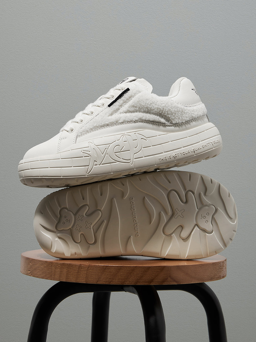 Black Fleece-Panel Platform Sneakers