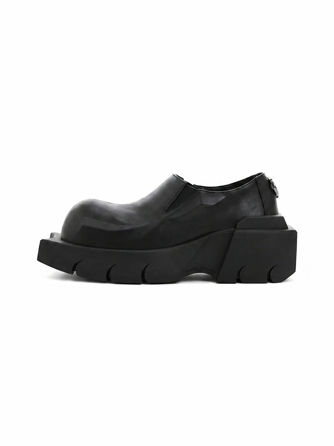 Black Horn-Detail Leather Platform Derby Shoes