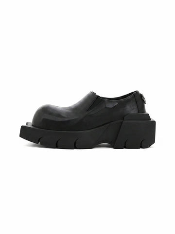 Black Horn-Detail Leather Platform Derby Shoes