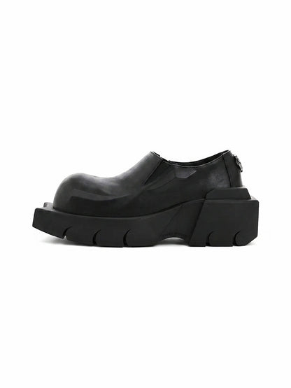 Black Horn-Detail Leather Platform Derby Shoes