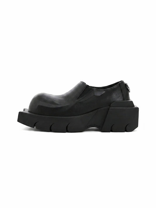 Black Horn-Detail Leather Platform Derby Shoes