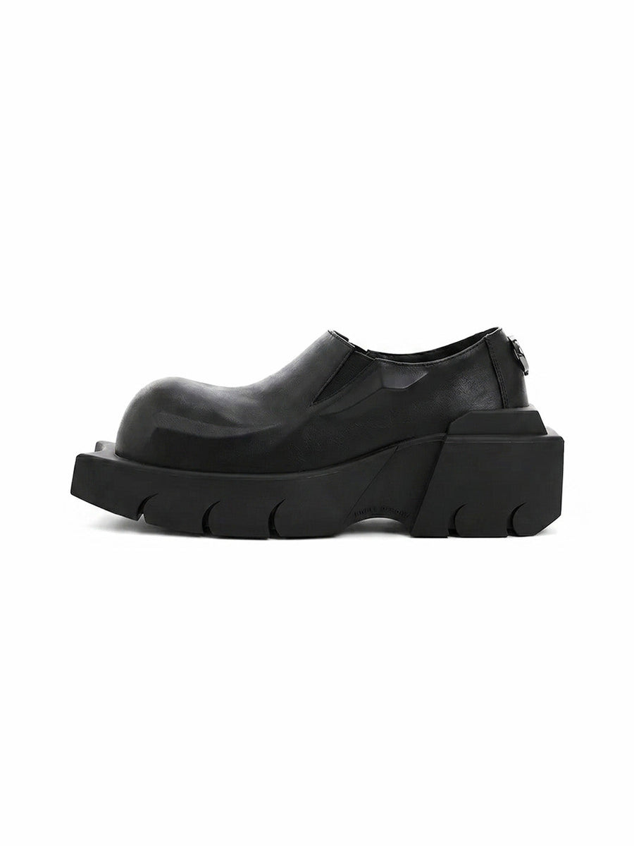 Black Horn-Detail Leather Platform Derby Shoes