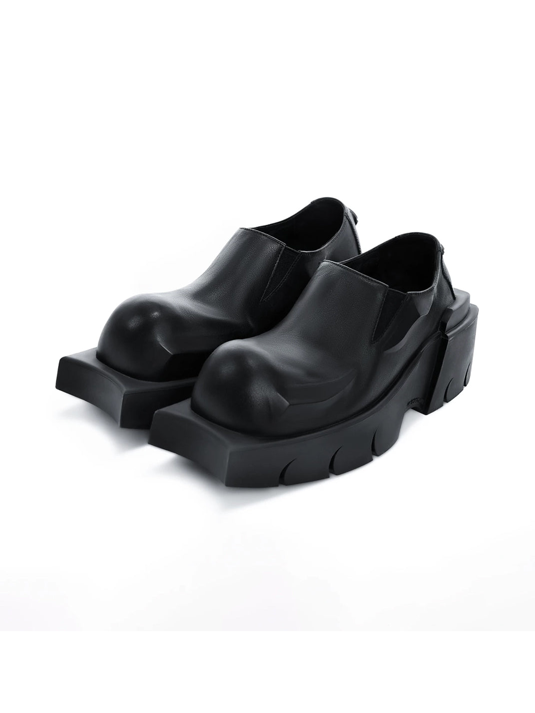 Black Horn-Detail Leather Platform Derby Shoes