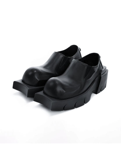 Black Horn-Detail Leather Platform Derby Shoes