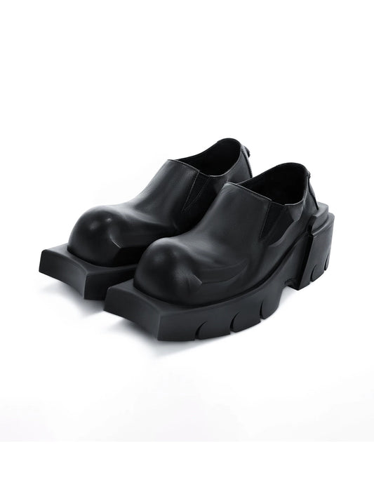 Black Horn-Detail Leather Platform Derby Shoes