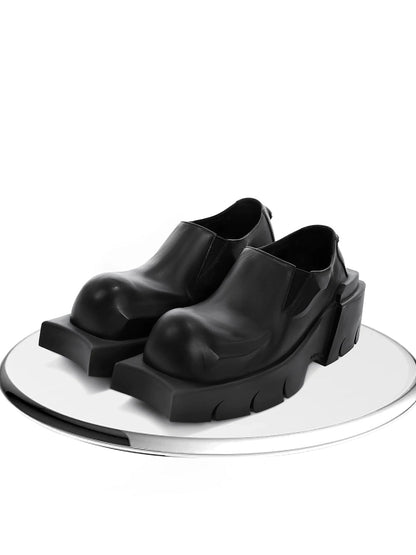 Black Horn-Detail Leather Platform Derby Shoes