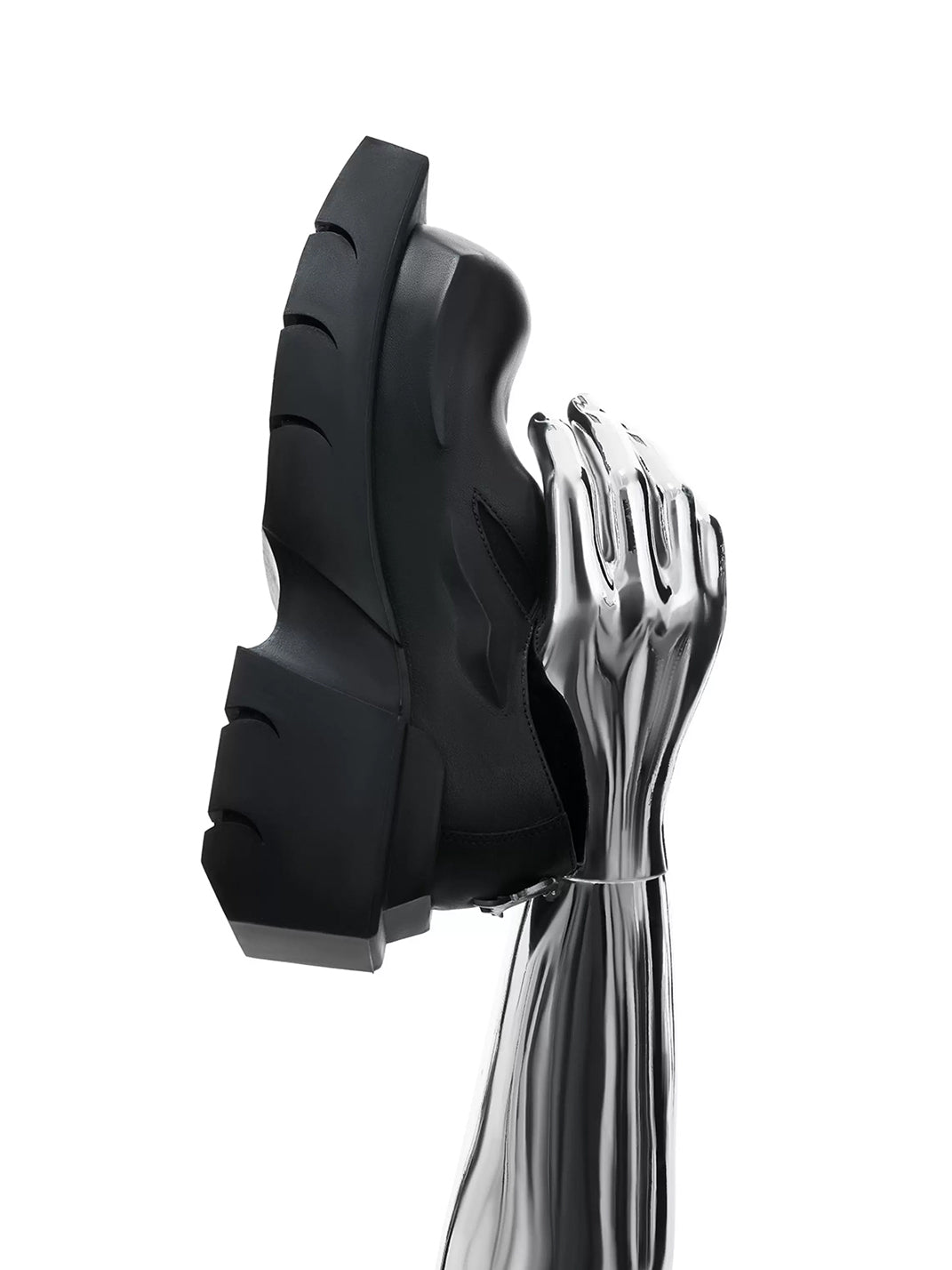 Black Horn-Detail Leather Platform Derby Shoes