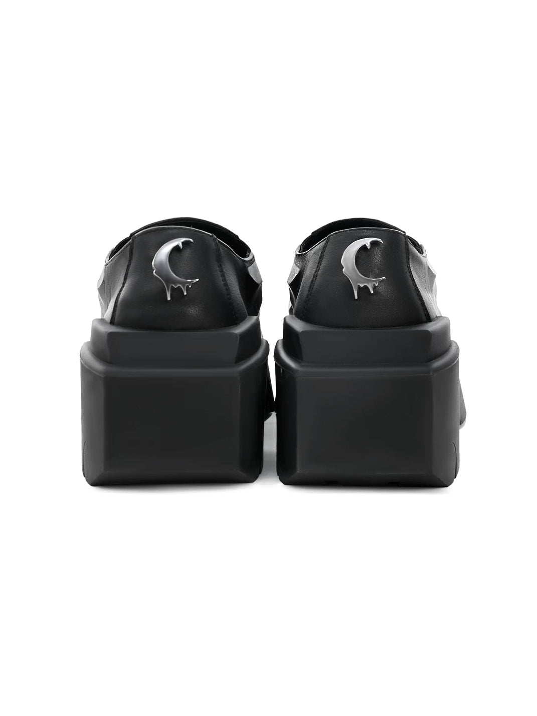 Black Horn-Detail Leather Platform Derby Shoes